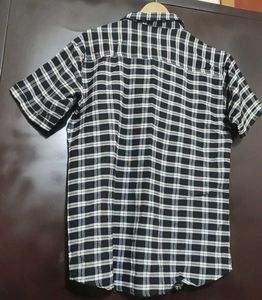 Black White Grey Check Print Shirt For 40 Chest