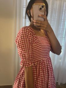 Red Gingham Mini Dress
