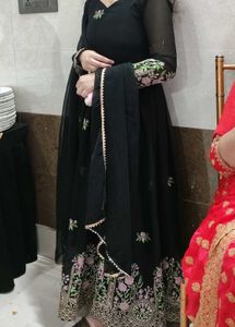 Elegant Black Embroidered Anarkali