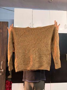 Trendy Oversized Brown Knit Sweater