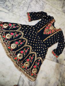 Royal Blue Heavy ✨Embroidery Mirror Work Kurti🤩