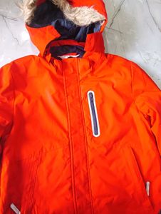 HandM Orange Fur Hooded Winter Coat