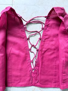 Unused Onion Pink Georgette Saree