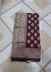 Burgundy Banarasi Saree Never Used Totally New