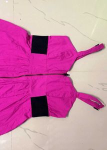 Magenta Fuchsia Smocked Jumper Dress