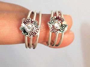 Pure Silver Flower Toe Rings
