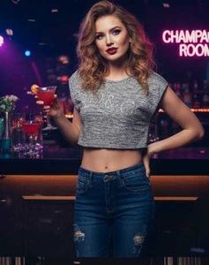 Gray Graphic Crop Top