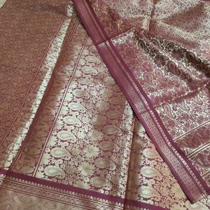 Maroon Pattu Like Saree