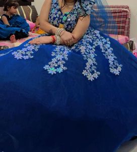 Beautiful Blue Clr Ball Gown With Very Heavy Flare