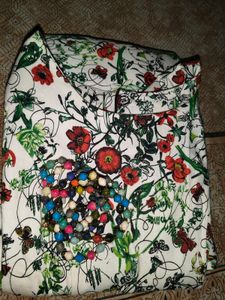 Floral Print Dress With Garland