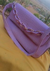 Lilac Croc Embossed Chain Bag