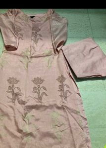 Pink Floral Kurti Set