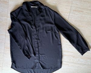 black georgette v neck shirt