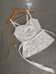 Eyelet Tie-Waist Tank Top