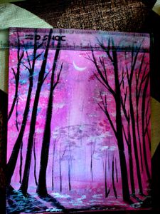 Pink Forest Acrylic Painting