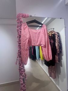 Pink Printed Crop Top