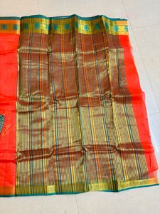 Orange Silk Saree with Blouse piece