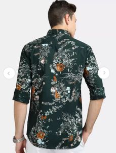 Floral Print Slim Fit Opaque Cotton Casual Shirt