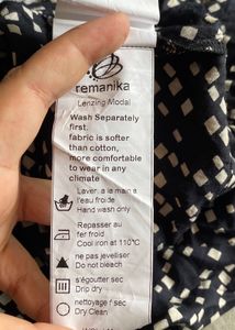 Remanika Black Printed Lenzing Modal Top–Size Xs