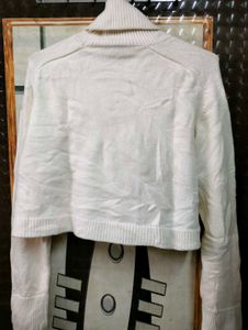 Cream Cropped Turtleneck Sweater