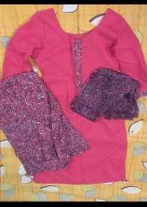 3 Piece Dark Pink shaded Kurta Set
