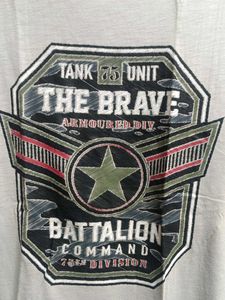 Grey Colour Printed T-shirt Mild Used
