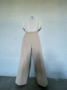 Beige Wide Leg Pants