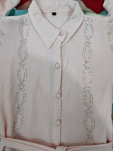 Elegant Pink Shirt Dress