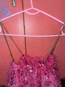 Pink Sequin Fringe Top XL