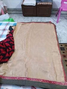 New Red &amp; Gold Saree With Mirror Work On Border