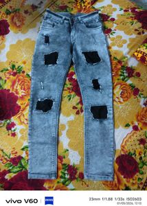 Ripped Gray Denim Jeans