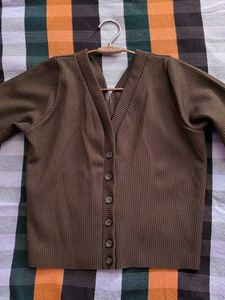 Ribbed Brown Top