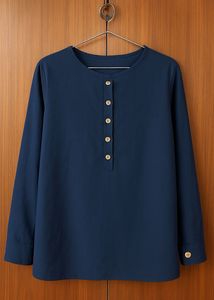Navy Button-Down Top
