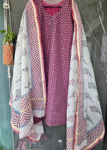 Printed Chanderi Cotton Suit Set