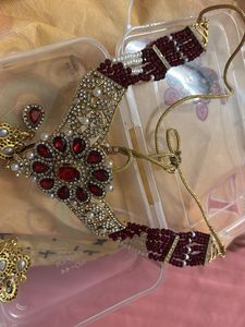 Red & Pearl Indian Jewelry Set
