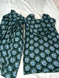 Green Printed Suit