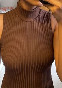 Brown Turtle Neck Top