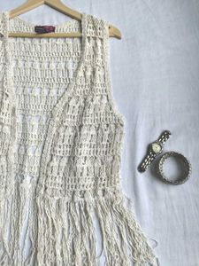 Boho Crochet Fringe Vest