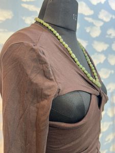 Brown Cutout Long Sleeve Top