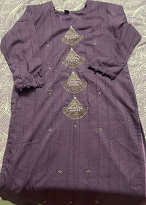 Embroidered Purple Kurta