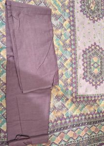 Lavender Printed Unstitched Suit Pure Cotton 100%