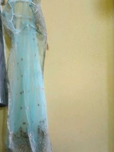 Long Gown 4 Pieces. Salwar Dupatta And Upper Court
