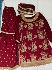 Maroon Embroidered Kurta Set New