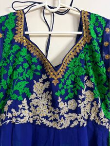 Royal Blue Embroidered Anarkali – Custom Stitched