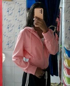 Cute Pink Cropped Hoodie