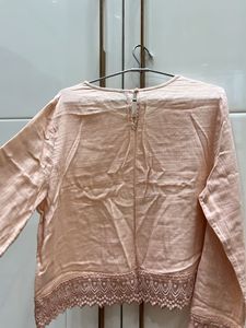 Peach Lace Trim Top