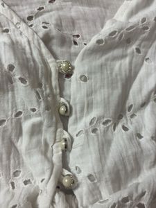 White Chikankari Crop Top Witj Tie Up