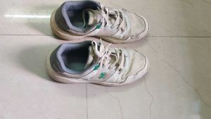 White Red tape Shoes Used Condition