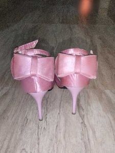 Pink Bow Heels with Ankle Strap