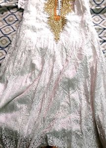 Elegant White &amp; Gold Anarkali